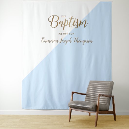 Blue-Baby-Junge moderne Taufbecken Wandteppich (Beispiel)