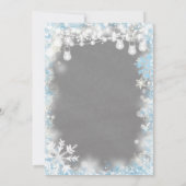 Blue Baby Kleidung White Snowflakes Baby Dusche Einladung (Rückseite)