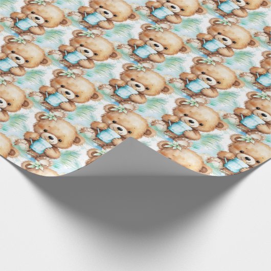 Blue Baby Kleinkind Teddy Bear Geschenkpapier (Ecke)