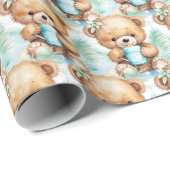 Blue Baby Kleinkind Teddy Bear Geschenkpapier (Rolleneckpunkt)