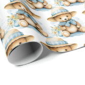 Blue Baby Kleinkind Teddy Bear Geschenkpapier (Rolleneckpunkt)