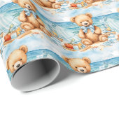 Blue Baby Kleinkind Teddy Bear Geschenkpapier (Rolleneckpunkt)