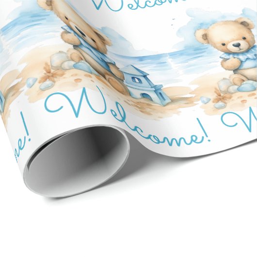 Blue Baby Kleinkind Teddy Bear Geschenkpapier (Rolleneckpunkt)