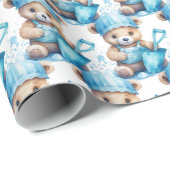 Blue Baby Kleinkind Teddy Bear Geschenkpapier (Rolleneckpunkt)