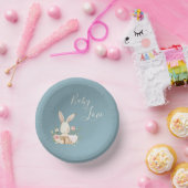 Blue Baby Liebe Script Baby Shower Paper Bowles Pappteller (Party)