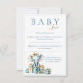 Blue Baby Liebe Watercolor Elephant Baby Dusche RSVP Karte (Vorderseite)