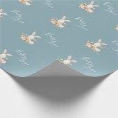 Blue Baby Love Script Elegant Baby Shower Geschenkpapier (Ecke)