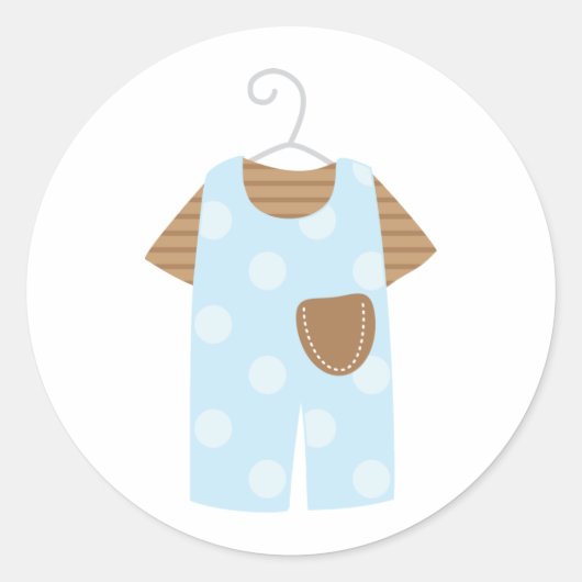 Blue Baby Outfit Baby Shower Stickers (Vorderseite)