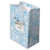 Blue Baby Owl Baby Dusche Mittlere Geschenktüte (Rückseite Schrägansicht)