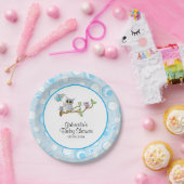 Blue Baby Owl Baby Showthema Pappteller (Party)