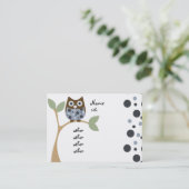 Blue Baby Owl Visitenkarte (Stehend Vorderseite)