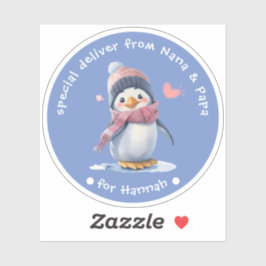 Blue Baby Penguin Weihnachten für Kinder Geschenke Aufkleber