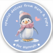 Blue Baby Penguin Weihnachten für Kinder Geschenke Aufkleber (Vorderseite)
