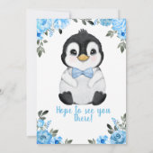 Blue Baby Pinguin Dusche Einladung (Rückseite)