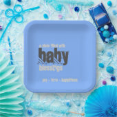 BLUE BABY PLATE OF BLESSINGS - Square Pappteller (Party)