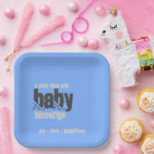 BLUE BABY PLATE OF BLESSINGS - Square Pappteller (Party)