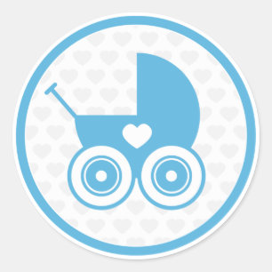 Blue Baby Pram Icon-Aufkleber Runder Aufkleber