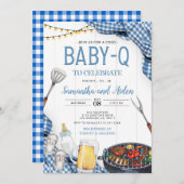 Blue Baby-Q Baby Dusche Einladung (Vorne/Hinten)