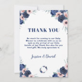 Blue Baby-Q Floral Rose Pastel GRILLEN Baby Shower Dankeskarte (Vorderseite)