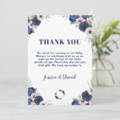 Blue Baby-Q Floral Rose Pastel GRILLEN Baby Shower Dankeskarte (Stehend Vorderseite)