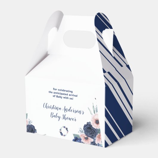 Blue Baby-Q Floral Rose Pastel GRILLEN Baby Shower Geschenkschachtel (Rückseite)