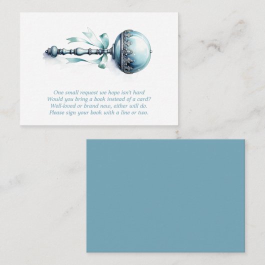 Blue Baby Rattle Books für Baby Request Card Begleitkarte (Vorne/Hinten)