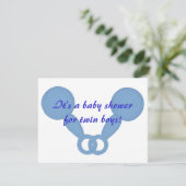 Blue Baby Rattles Twin Boys Shower Einladungen (Stehend Vorderseite)