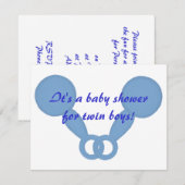Blue Baby Rattles Twin Boys Shower Einladungen (Vorne/Hinten)