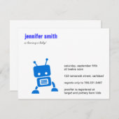 Blue Baby Robot Baby Dusche Einladung (Vorne/Hinten)