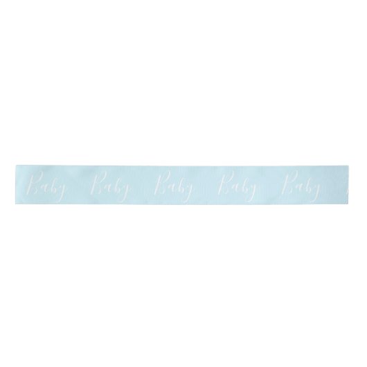 Blue Baby Script Elegant Baby Boy Shower Satinband (Vorderseite)