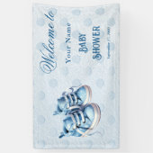 Blue Baby Shoes Baby Dusche Empfang Banner (Vertikal)