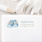 Blue Baby Shoes Baby Shower Address Label. (Insitu)