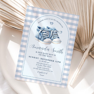 Blue Baby Shoes Boy Hinterns Kariert Arch Baby Dus Einladung