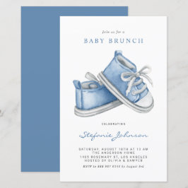 Blue Baby Shoes Es ist eine Boy Baby Brunch Einlad