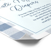 Blue Baby Shoes Gingham Booties Late Night Diapers Poster (Ecke)