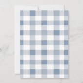 Blue Baby Shoes Gingham Boy Hinterns Baby Shower Einladung (Rückseite)