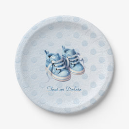 Blue Baby Shoes Paper Plate Pappteller