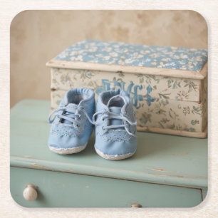 Blue Baby Shoes Rechteckiger Pappuntersetzer