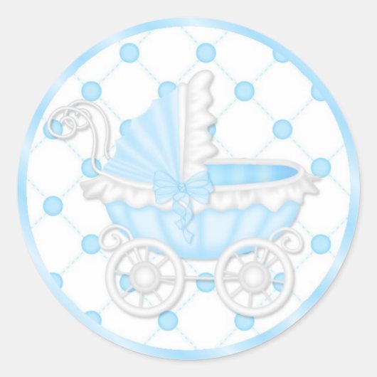 Blue baby Showdusche Cupcake Toppers Stickers (Vorderseite)
