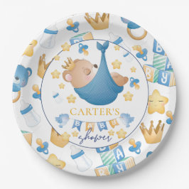 Blue Baby Shower Baby Boy Bear Pappteller