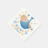 Blue Baby Shower Baby Boy Bear Serviette (Ecke)