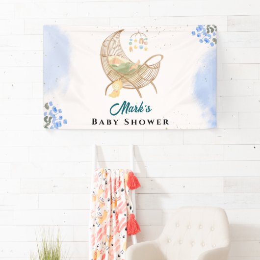 Blue Baby Shower Banner – Custom Name & Event  (Insitu)