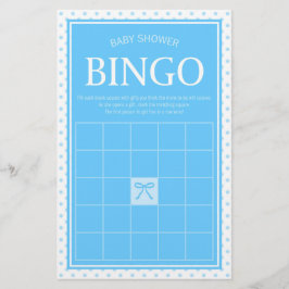 Blue Baby Shower Bingo Polka Dots and Ribbon Briefpapier