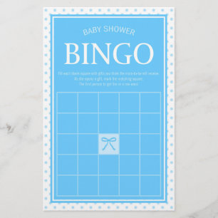 Blue Baby Shower Bingo Polka Dots and Ribbon Briefpapier