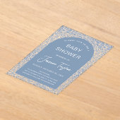 Blue Baby Shower Boy Arch Blumenmuster & Script Acryleinladungen (Ablage )