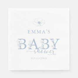 Blue Baby Shower | Elegant Wildflower Floral Serviette
