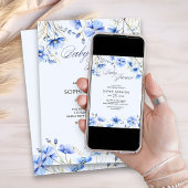 Blue Baby Shower Elegante Summer Floral Einladung