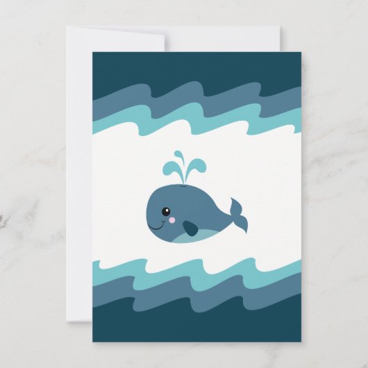Blue Baby Shower lädt Whale zum Thema Einladung (Rückseite)
