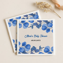 Blue Baby Shower Napkin – Custom Name & Event Serviette