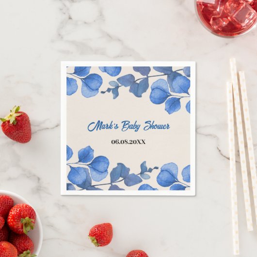 Blue Baby Shower Napkin – Custom Name & Event Serviette (Beispiel)